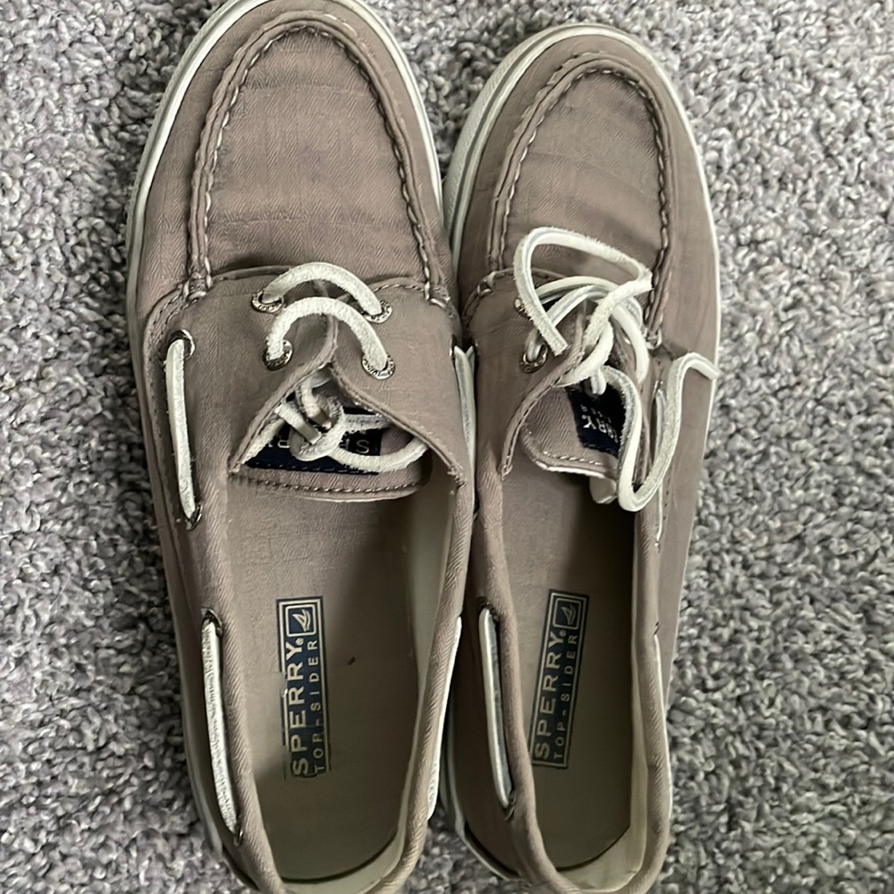 SperryTop-Sider size7.5 slip on low cut sneakers for women in a gray/suede color